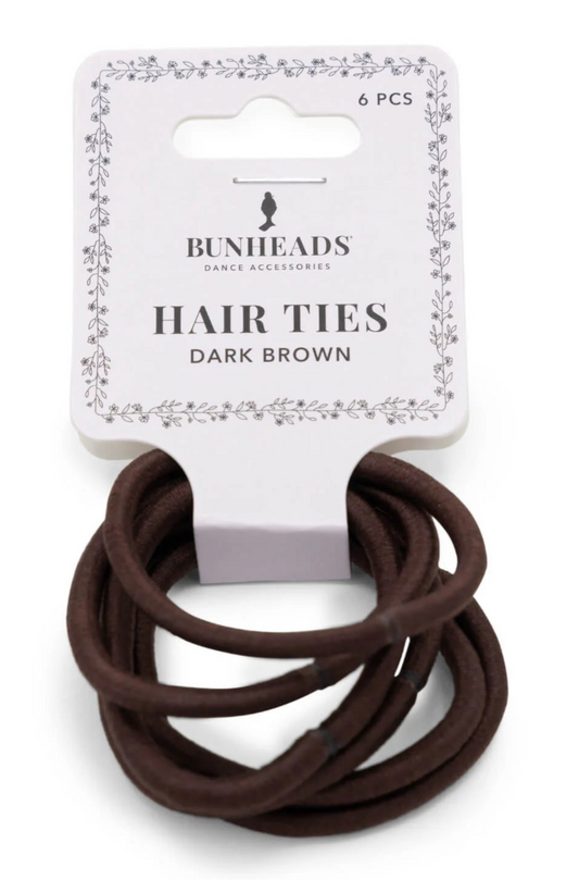 Hair Elastic, 6 pack, by Bunheads - Brown