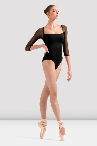 Leotard - Mesh 3/4 Sleeve - Black - Bloch