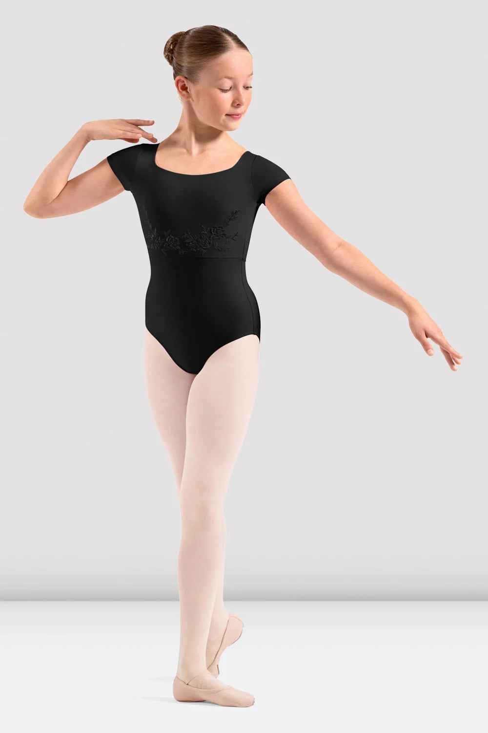 Embroidered Cap Sleeve Leotard M20013C