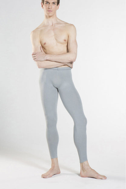 MENS GREY DANCE TIGHTS - FOOTLESS - Cotton Blend
